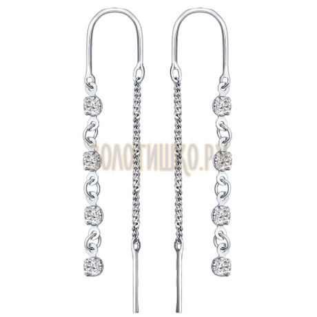 Серьги-цепочки из серебра с фианитами 94020804