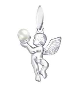 Серебряная подвеска «Ангел» с жемчугом 94030001