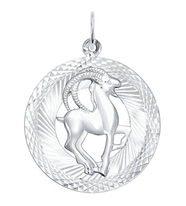 Подвеска знак зодиака из серебра с алмазной гранью «Козерог» 94030879