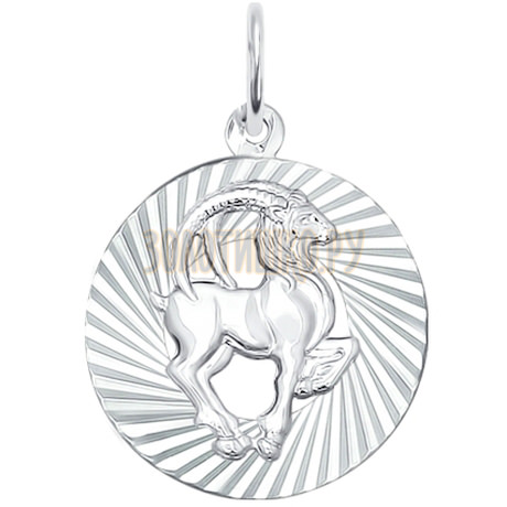 Подвеска знак зодиака из серебра с алмазной гранью «Козерог» 94030891