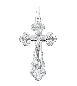 Крест из серебра с гравировкой 94120036