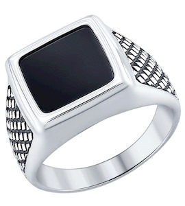 Кольцо из чернёного серебра с ониксом 95010092
