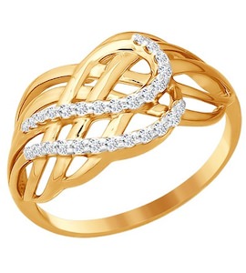 Золотое кольцо с фианитами 016486