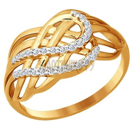 Золотое кольцо с фианитами 016486