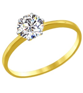 Золотое кольцо с фианитом 016788-2