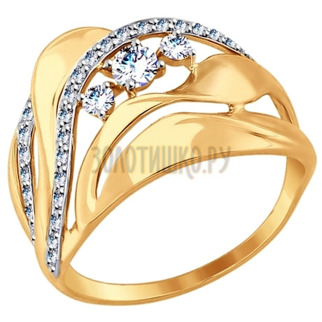 Золотое кольцо с фианитами 017501