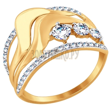 Золотое кольцо с фианитами 017505