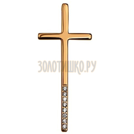 Золотая подвеска "крест" с фианитами 034381