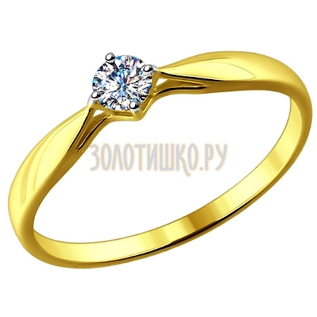 Золотое кольцо с бриллиантом 1011588