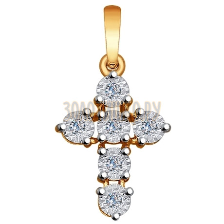 Золотая подвеска "крест" с бриллиантами 1030594