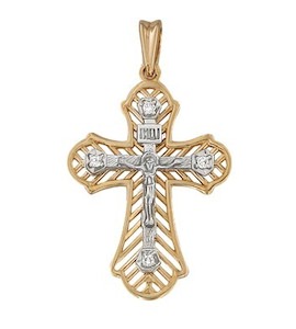 Православный золотой крестик с бриллиантами 1120026