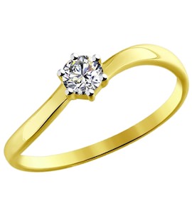 Золотое кольцо с фианитом 81010212-2