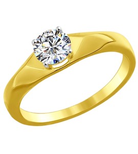 Золотое кольцо с фианитом 81010216-2