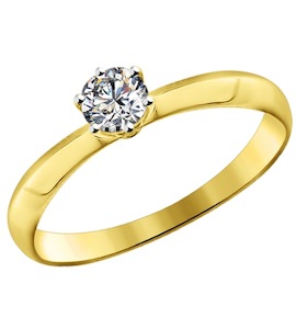 Золотое кольцо с фианитом 81010225-2