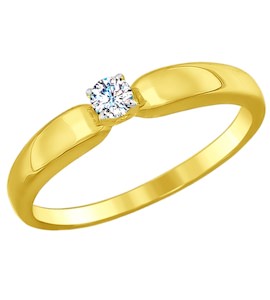 Золотое кольцо с фианитом 81010243-2