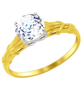 Золотое кольцо с фианитом 81010262-2