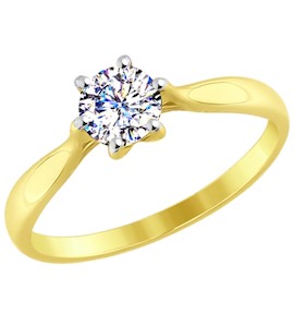 Золотое кольцо с фианитом 81010285-2