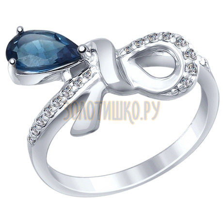 Серебряное кольцо с фианитами и топазом 92011421