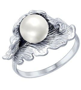 Серебряное кольцо с жемчугом 94012360