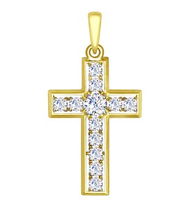 Подвеска "крест" из желтого золота 035114-2