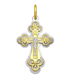 Крест из комбинированного золота 120315-2