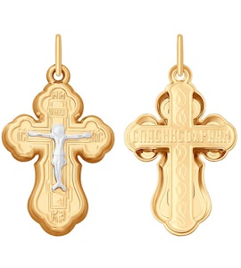 Крест из комбинированного золота 121404