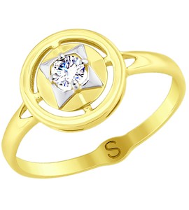 Кольцо из желтого золота с фианитом 017732-2