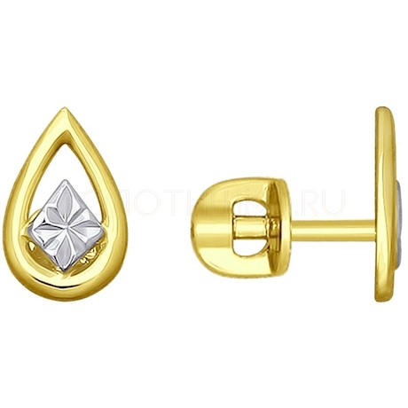 Серьги из желтого золота с алмазной гранью 027743-2