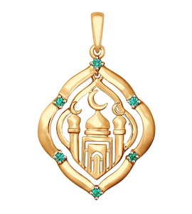 Подвеска мусульманская из золота с фианитами 035372