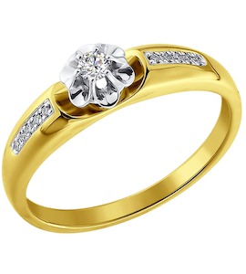 Кольцо из желтого золота с бриллиантами 1011209-2