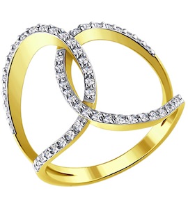 Кольцо из желтого золота с бриллиантами 1011300-2