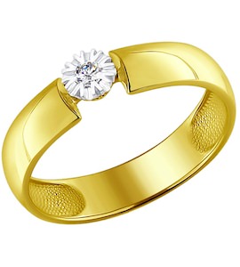 Кольцо из желтого золота с бриллиантом 1011423-2