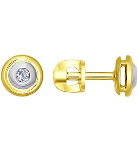 Серьги из желтого золота с бриллиантами 1021055-2