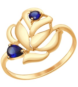 Кольцо из золота с синими корунд (синт.) 37714687