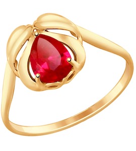 Кольцо из золота с красным корунд (синт.) 37714707