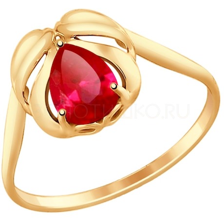 Кольцо из золота с красным корунд (синт.) 37714707