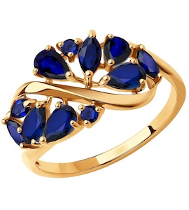 Кольцо из золота с синими корунд (синт.) 37714843
