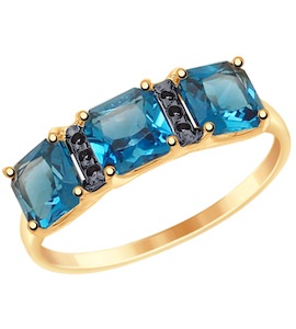 Кольцо из золота с синими топазами и фианитами 37715023