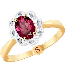 Кольцо из золота с бриллиантами и рубином 4010624