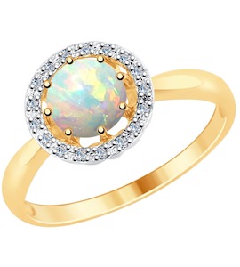 Кольцо из золота с бриллиантами и опалом 6014060