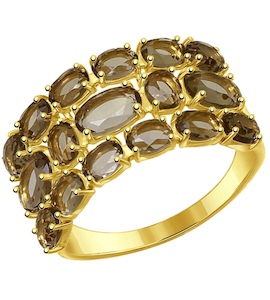 Кольцо из желтого золота с раухтопазами 714296-2