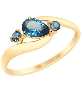 Кольцо из золота с синими топазами 715081
