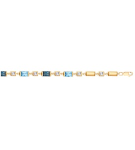 Браслет из золота с голубыми и синими топазами и Swarovski Zirconia 750286