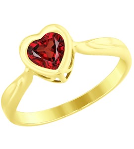 Кольцо из желтого золота с красным Swarovski Zirconia 81010346-2