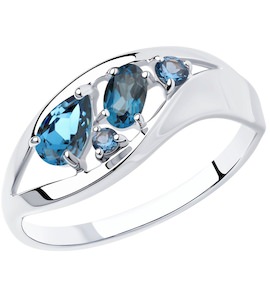 Кольцо из серебра с синими топазами 92011573
