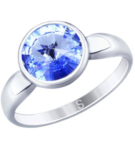 Кольцо из серебра с синим кристаллом Swarovski 94012603