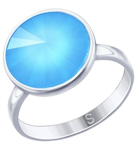 Кольцо из серебра с голубым кристаллом Swarovski 94012609