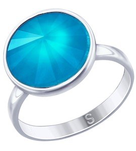 Кольцо из серебра с голубым кристаллом Swarovski 94012610