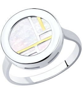 Кольцо из золочёного серебра с перламутром 94012624