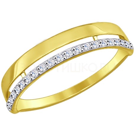 Кольцо из желтого золота с фианитами 017185-2
